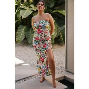 Celandine The Gabbie Strapless Ruched Tube Maxi Dress - S Multicolor